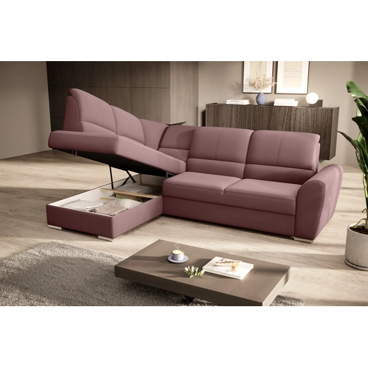Kampinė sofa Siber su patalynės dėže, audinys Velvetmat 24
