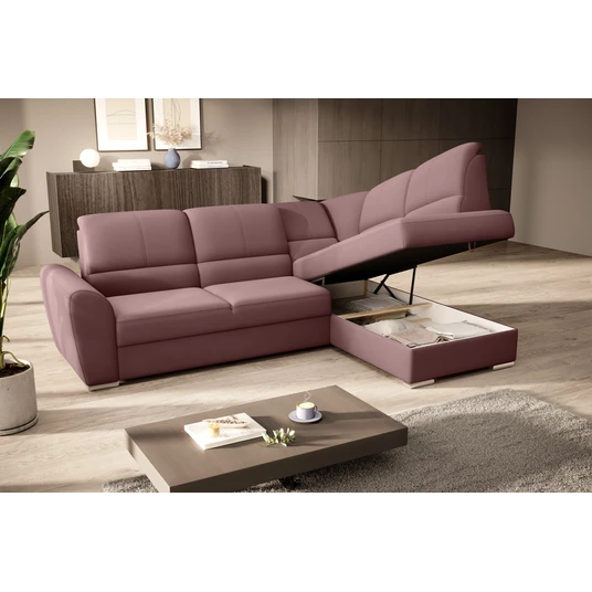 Kampinė sofa Siber su patalynės dėže, audinys Velvetmat 24