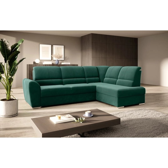 Kampinė sofa Siber su patalynės dėže, audinys Lukso 35
