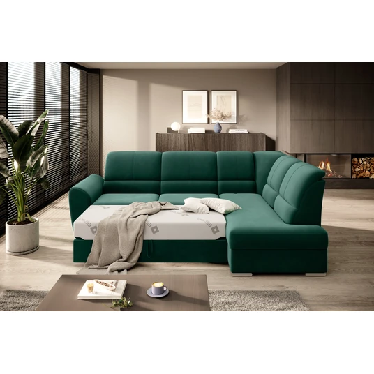 Kampinė sofa Siber su patalynės dėže, audinys Lukso 35