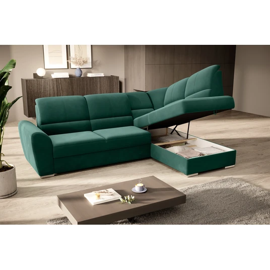 Kampinė sofa Siber su patalynės dėže, audinys Lukso 35