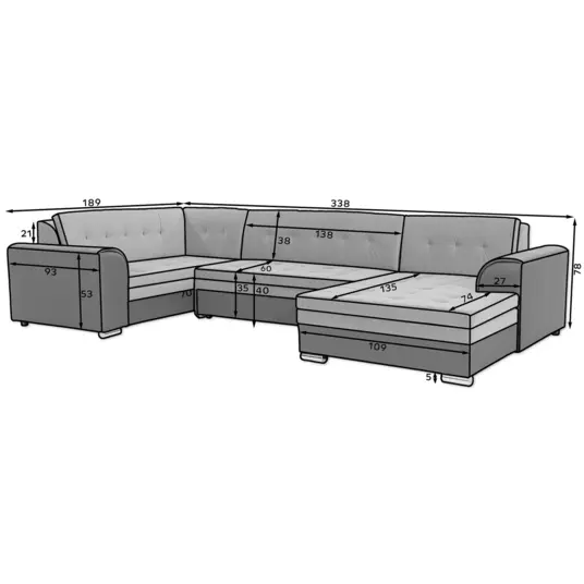 Kampinė sofa Damario, audinys Dora 85, Dora 96