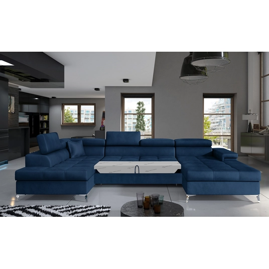 Kampinė sofa Eduardo su patalynės dėže, audinys Monolith 77
