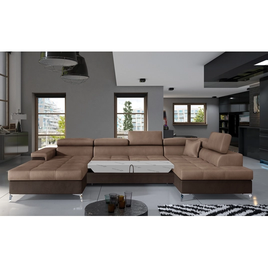 Kampinė sofa Eduardo su patalynės dėže, audinys Monolith 09, Monolith 29