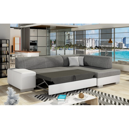 Kampinė sofa Fabio su patalynės dėže, audinys Sawana 05, Soft 17