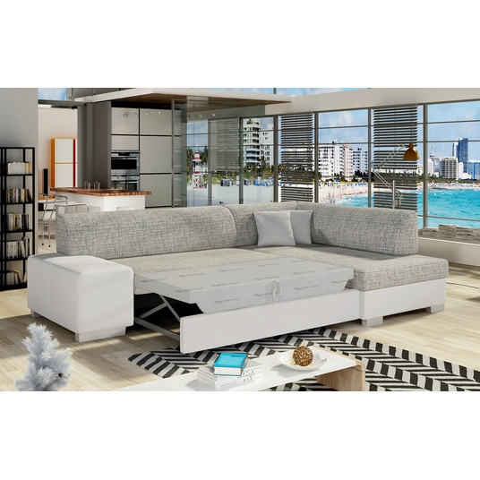 Kampinė sofa Fabio su patalynės dėže, audinys Berlin 01, Soft 17