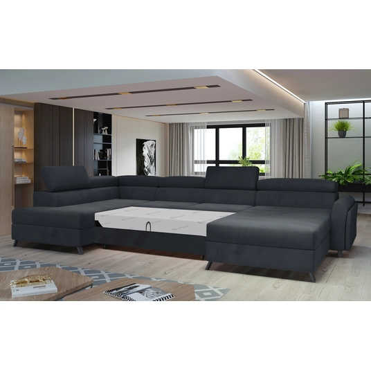 Kampinė sofa Josette su patalynės dėže, audinys Monolith 97