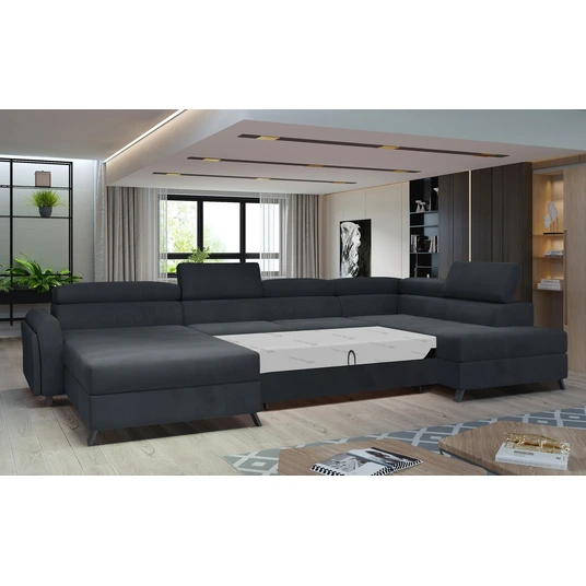 Kampinė sofa Josette su patalynės dėže, audinys Monolith 97