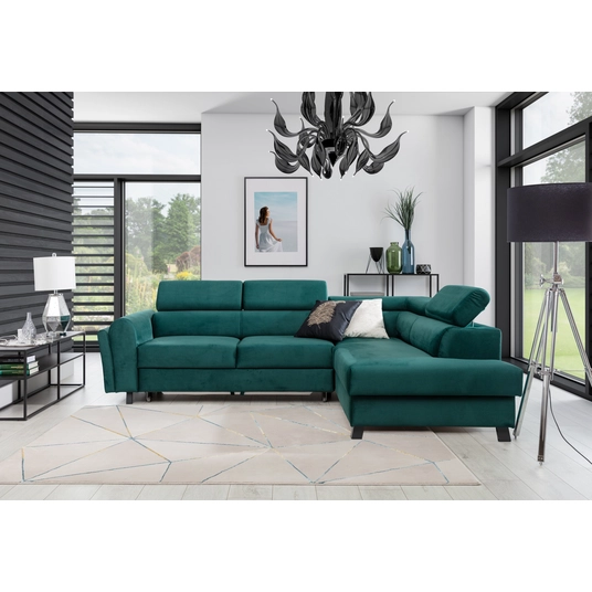 Kampinė sofa Kairos su patalynės dėže, audinys Monolith 37