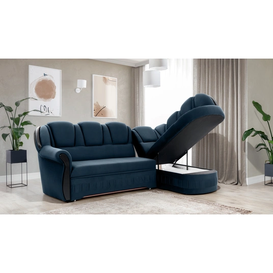 Kampinė sofa Lord su patalynės dėže, audinys Monolith 77