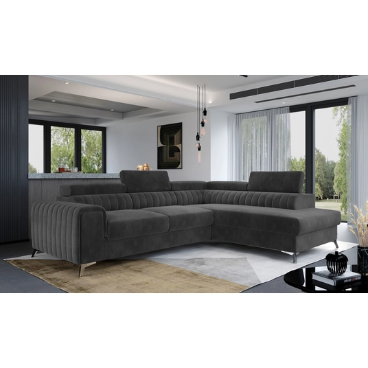 Kampinė sofa Laurence su patalynės dėže, audinys Paros 06