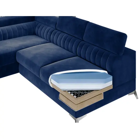 Kampinė sofa Laurence su patalynės dėže, audinys Paros 06