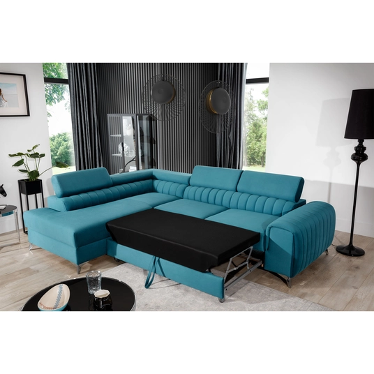 Kampinė sofa Laurence su patalynės dėže, audinys Sawana 21