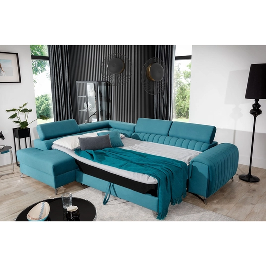 Kampinė sofa Laurence su patalynės dėže, audinys Sawana 21