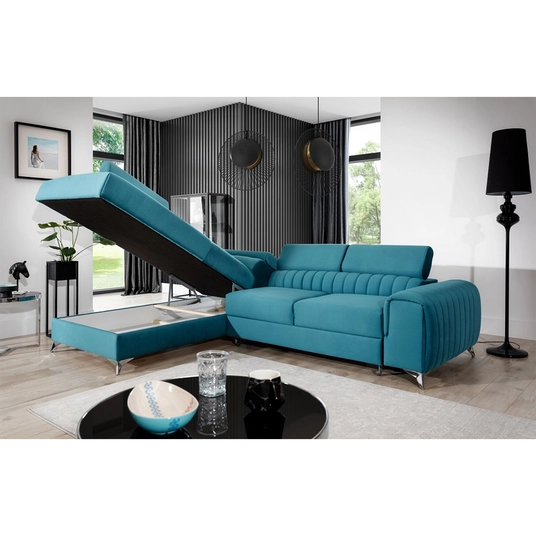 Kampinė sofa Laurence su patalynės dėže, audinys Sawana 21
