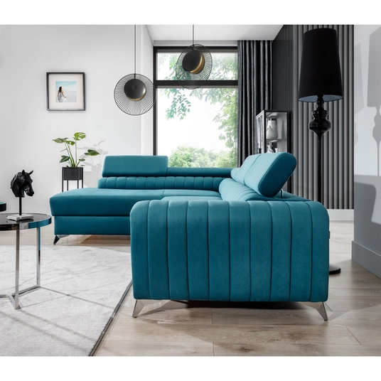 Kampinė sofa Laurence su patalynės dėže, audinys Sawana 21