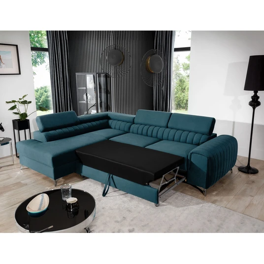 Kampinė sofa Laurence su patalynės dėže, audinys Solar 77