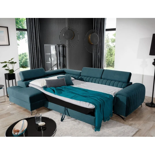 Kampinė sofa Laurence su patalynės dėže, audinys Solar 77