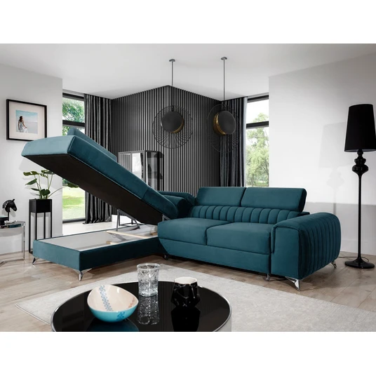 Kampinė sofa Laurence su patalynės dėže, audinys Solar 77