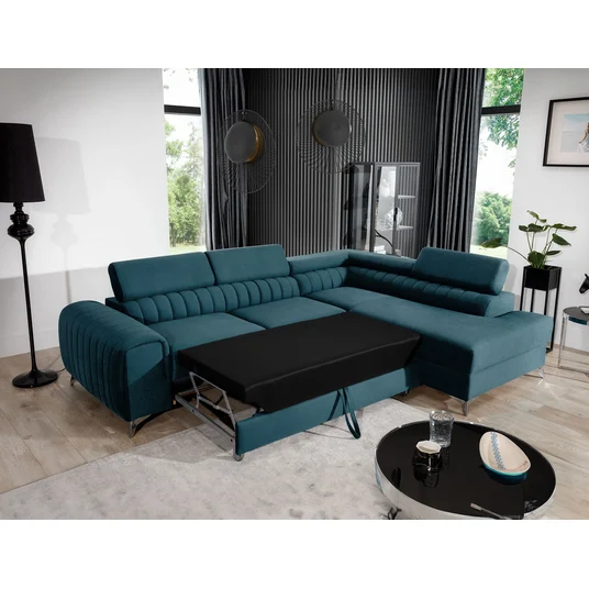 Kampinė sofa Laurence su patalynės dėže, audinys Solar 77