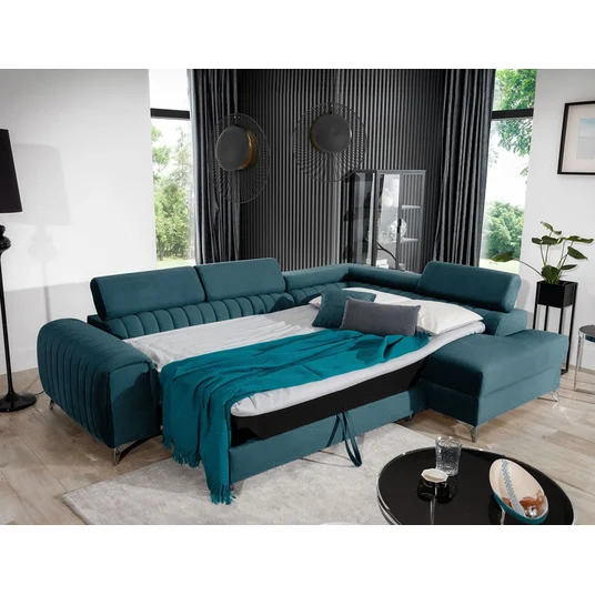 Kampinė sofa Laurence su patalynės dėže, audinys Solar 77