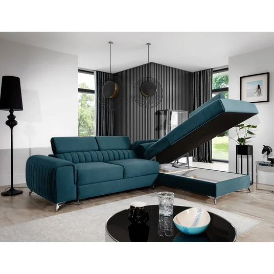 Kampinė sofa Laurence su patalynės dėže, audinys Solar 77