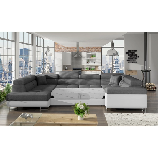 Kampinė sofa Letto su patalynės dėže, audinys Sawana 05, Soft 17