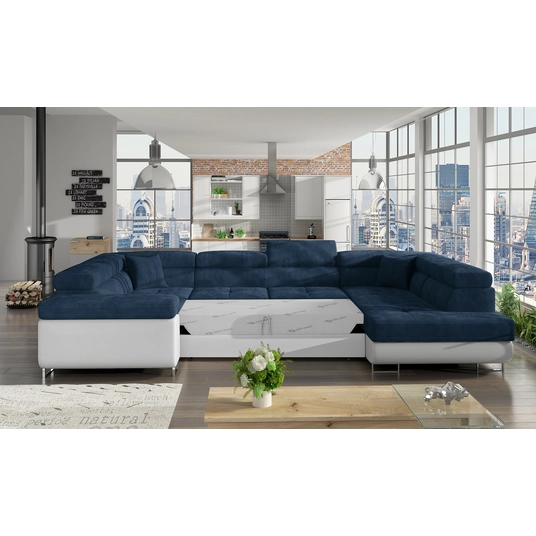 Kampinė sofa Letto su patalynės dėže, audinys Kronos 09, Soft 17