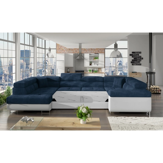 Kampinė sofa Letto su patalynės dėže, audinys Kronos 09, Soft 17