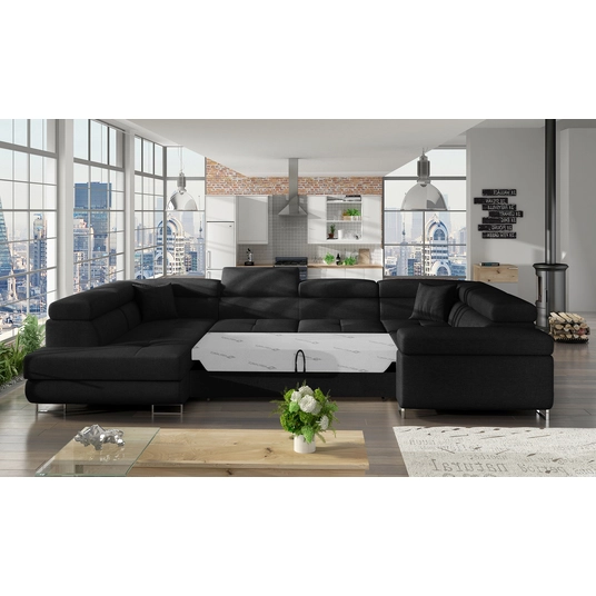 Kampinė sofa Letto su patalynės dėže, audinys Sawana 14