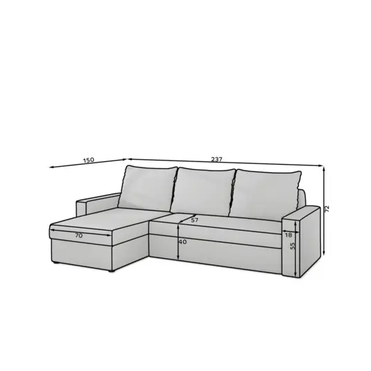 Kampinė sofa Livio su patalynės dėže, audinys Alova 66, Alova 07