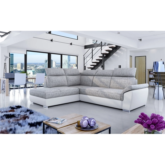 Kampinė sofa Loreto su patalynės dėže, audinys Berlin 01, Soft 17