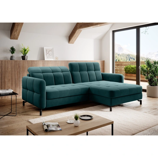 Kampinė sofa Lorelle su patalynės dėže, audinys Mat Velvet 75