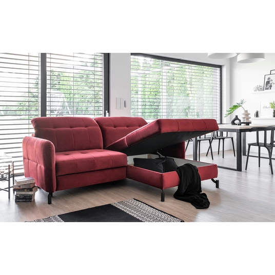 Kampinė sofa Lorelle su patalynės dėže, audinys Mat Velvet 75