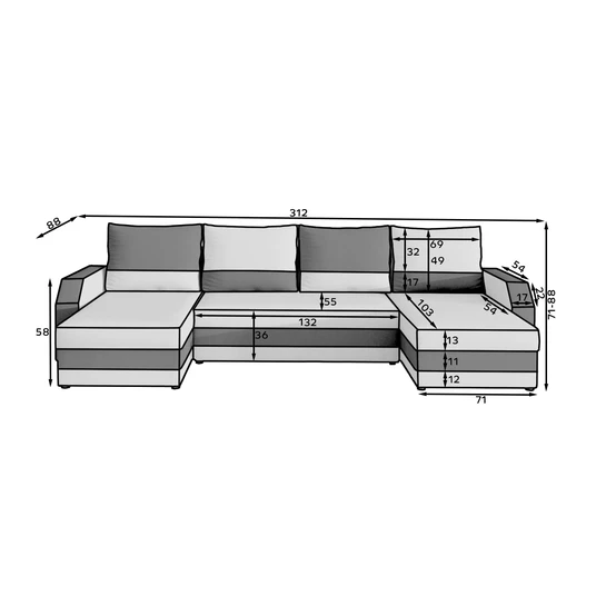 Kampinė sofa Marion su patalynės dėže, audinys Paros 06, Paros 05