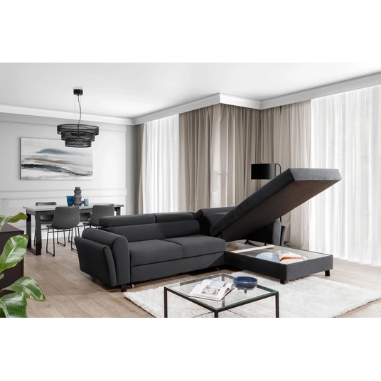 Kampinė sofa Mariall su patalynės dėže, audinys Monolith 97