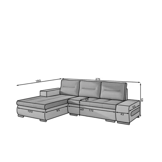 Kampinė sofa Ottavio su patalynės dėže, audinys Berlin 01, Soft 11