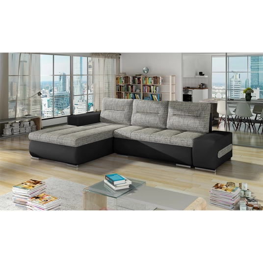 Kampinė sofa Ottavio su patalynės dėže, audinys Berlin 01, Soft 11