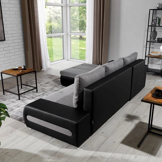 Kampinė sofa Ottavio su patalynės dėže, audinys Berlin 01, Soft 11