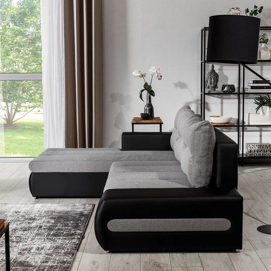 Kampinė sofa Ottavio su patalynės dėže, audinys Berlin 01, Soft 11