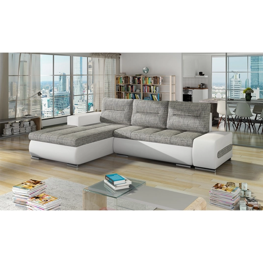 Kampinė sofa Ottavio su patalynės dėže, audinys Berlin 01, Soft 17