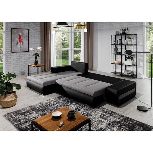 Kampinė sofa Ottavio su patalynės dėže, audinys Berlin 01, Soft 17