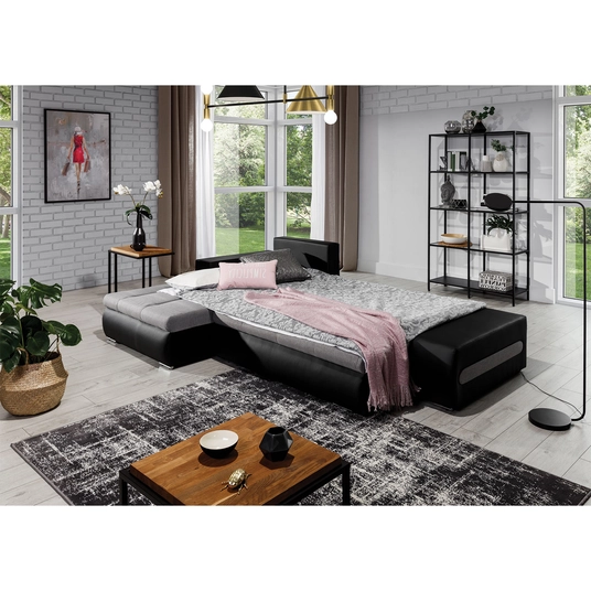 Kampinė sofa Ottavio su patalynės dėže, audinys Berlin 01, Soft 17