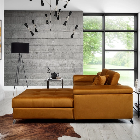 Kampinė sofa Ricardo su patalynės dėže, audinys Monolith 48