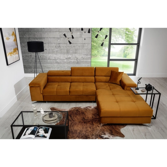 Kampinė sofa Ricardo su patalynės dėže, audinys Monolith 48