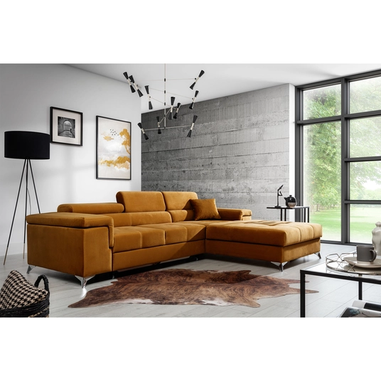 Kampinė sofa Ricardo su patalynės dėže, audinys Monolith 48