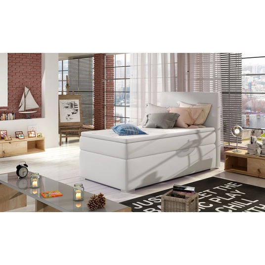 Continental lova su patalynės dėže dešinėje Rocco 90x200, balta, audinys Soft 17