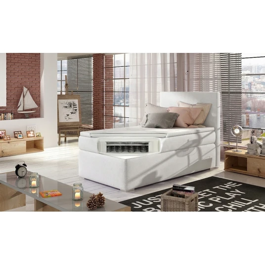 Continental lova su patalynės dėže dešinėje Rocco 90x200, balta, audinys Soft 17