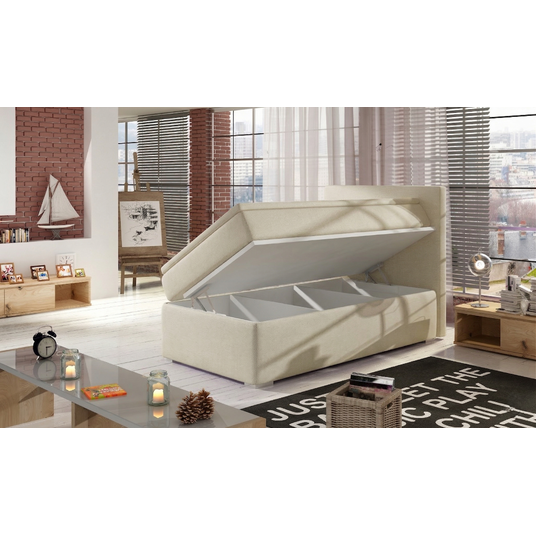 Continental lova su patalynės dėže kairėje Rocco 90x200, beige, audinys Soft 33