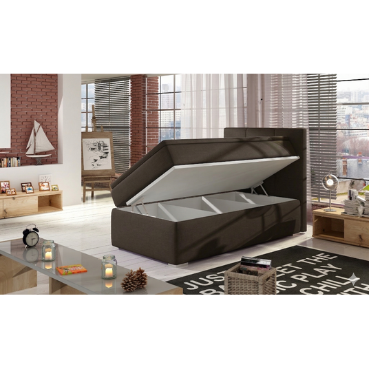Continental lova su patalynės dėže kairėje Rocco 90x200, ruda, audinys Sawana 26